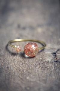 Gold Globe Resin Statement Cuff Sun Moon Bracelet Rose Yellow Gold Flakes Spere Orb Bangle OOAK modern jewelry eco friendly