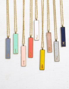 Single Initial clay necklace, personalized necklace, initial bar necklace, gift for her, bridesmaids gift, monogram jewelry, graduation gift