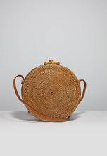 Round rattan basket bag, Bohemian round shoulder bag,Round shoulder bag, Woven Ata bag