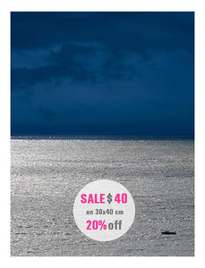 SALE Abstract seascape print, minimalist art photography, Sea print, nautical landscape wall art, mens gift, navy blue silver art, 30x40 cm