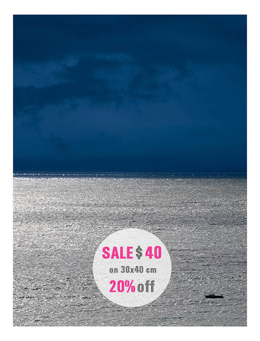 SALE Abstract seascape print, minimalist art photography, Sea print, nautical landscape wall art, mens gift, navy blue silver art, 30x40 cm
